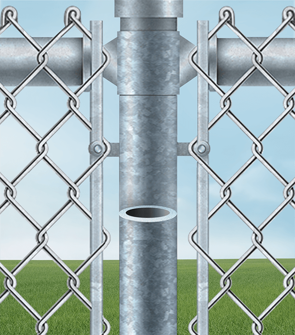 Commercial Chain Link fence post with concrete in Ocala Florida